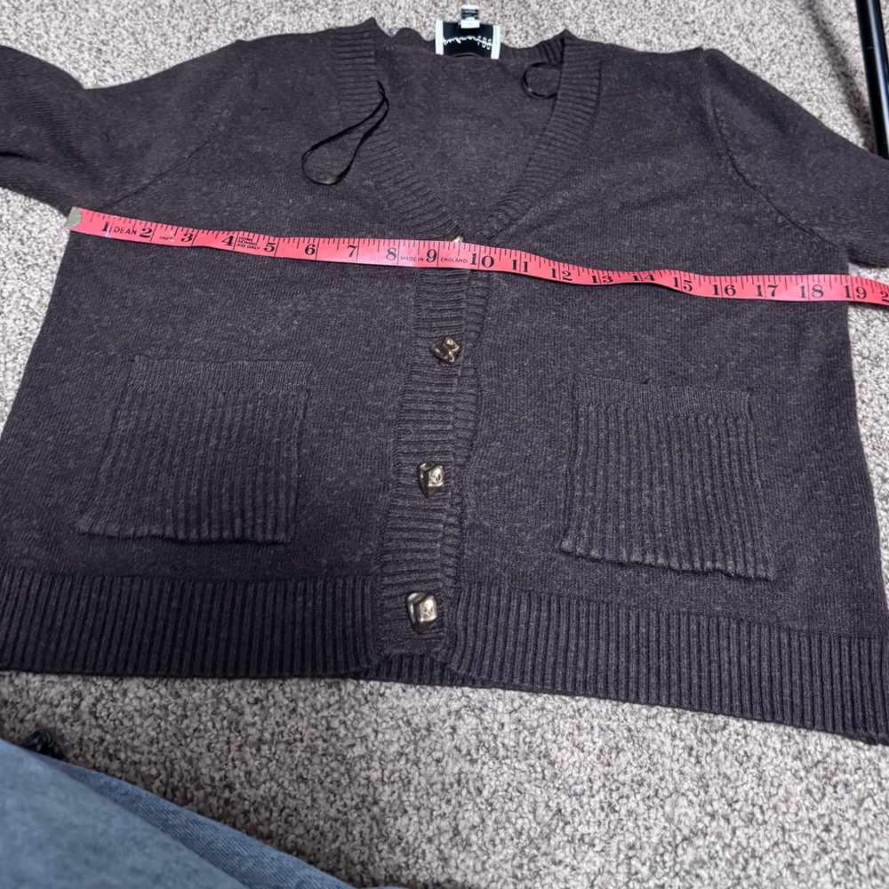 Freshman 1996 Brown Cardigan Sweater W/ Gold Tone Buttons - Picture 4 of 5